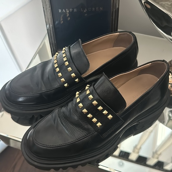 ALL SAINTS LOLA STUDDED CHUNKY LUG LOAFERS - Picture 3 of 6